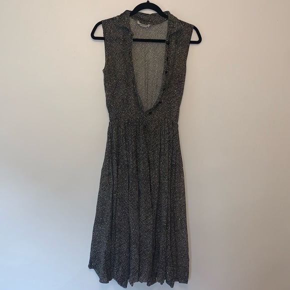 Nelly Don sheer black and white whimsical button down dress with clasped collar - Picture 4 of 4